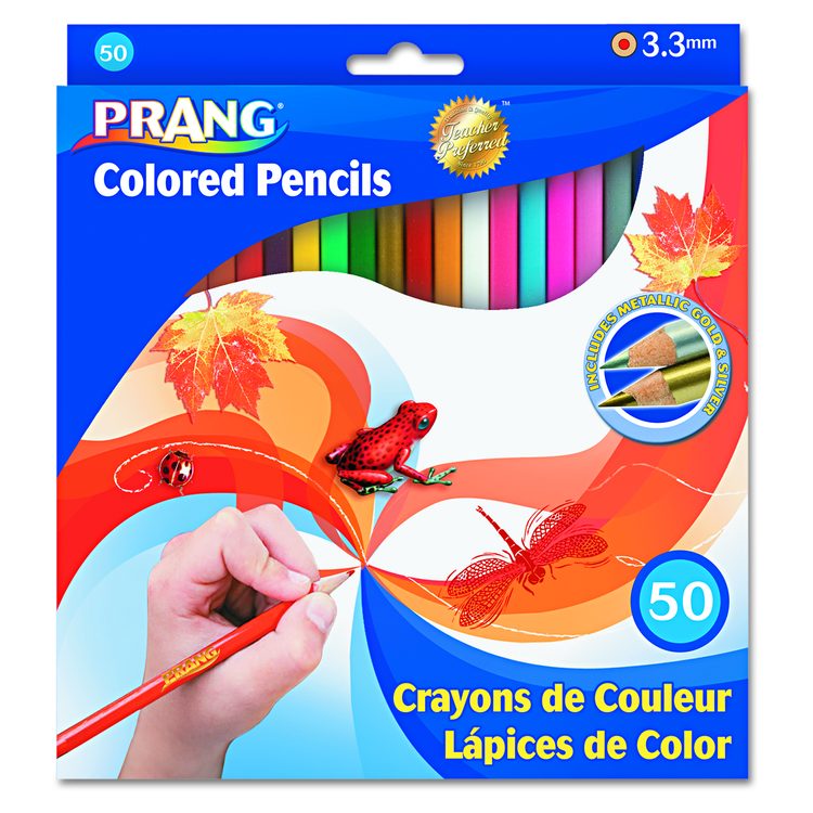 Colored Pencil Sets, 3.3 mm, 2B, Assorted Lead and Barrel Colors, 50/Pack