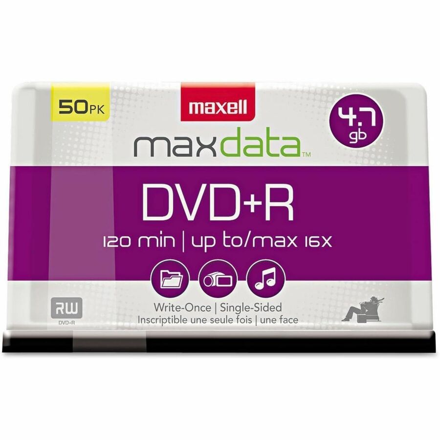 Maxell DVD Recordable Media - DVD+R - 16x - 4.70 GB - 1 Pack - Silver - 120mm - 2 Hour Maximum Recording Time