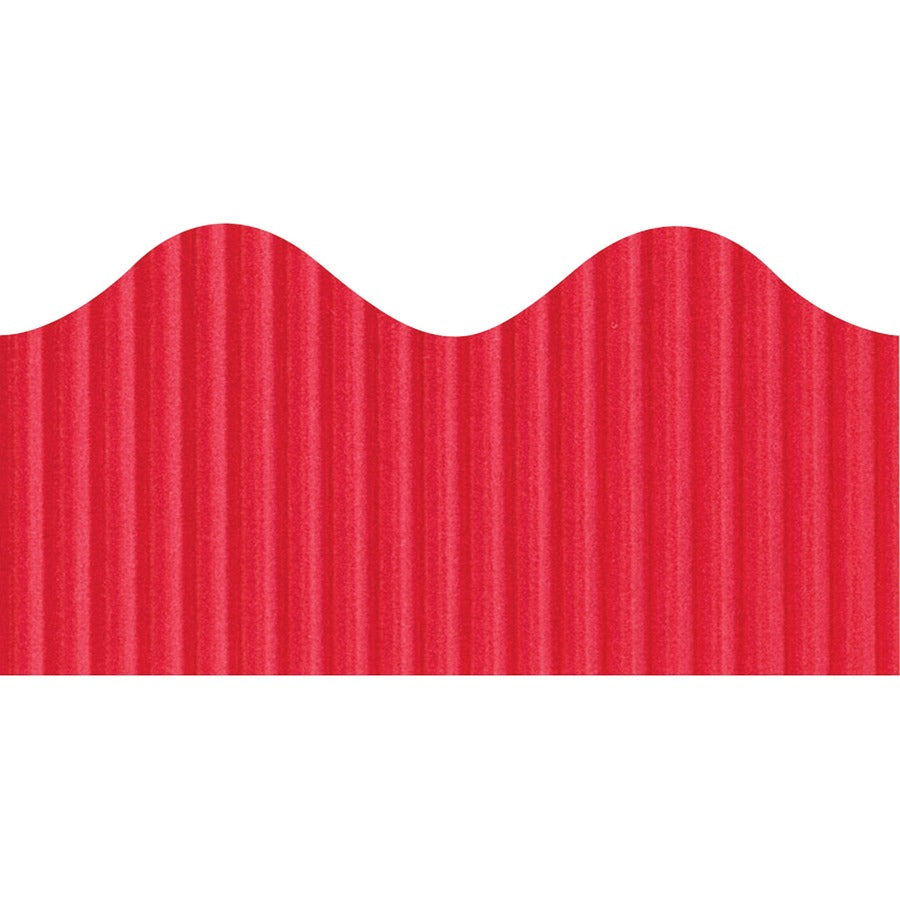 Bordette Decorative Border - Rectangle with Scalloped Trim Shape - Pin-up - Flame - Fadeless - 4" Height x 2.25" Width x 600" Length - Dark Red - Paper - 1 Roll