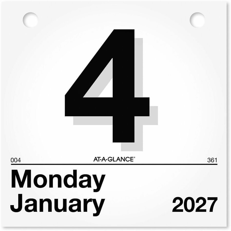 At-A-Glance "Today Is"Wall Calendar Refill - Julian Dates - Daily - 1 Year - January 2027 to December 2027 - 1 Day Single Page Layout - 6" x 6" Sheet Size - White - Paper - 1 Each