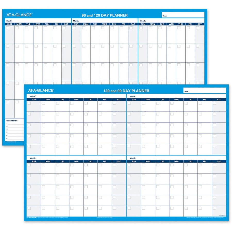 At-A-Glance 90/120-Day Erasable Wall Planner - Monthly - 36" x 24" Sheet Size - Wall Mount - Blue - 1 Each