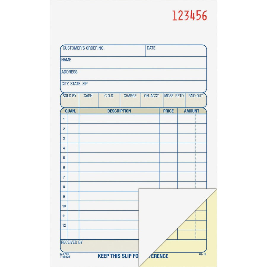 Adams Carbonless 2-part Numbered Sales Order Books - 50 Sheet(s) - 2 Part - Carbonless Copy - 4.18" x 7.18" Sheet Size - White - Assorted Sheet(s) - Red Print Color - 1 Each