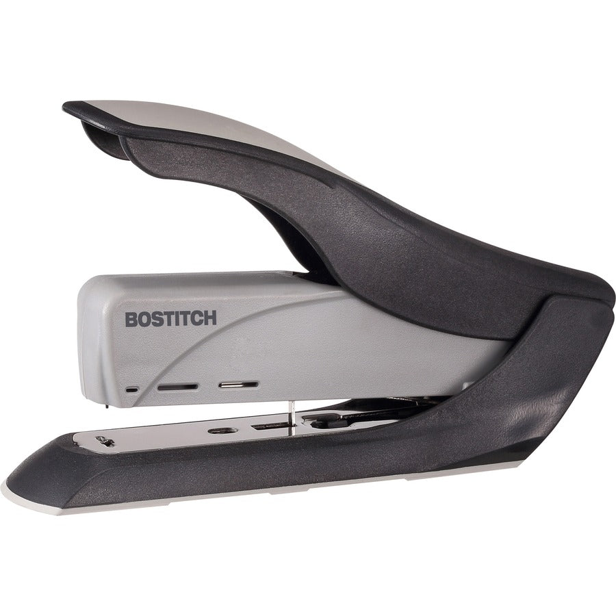 Bostitch Spring-Powered Antimicrobial Heavy Duty Stapler - Staples Upto 60 Sheet - Staple Size: 0.31" , 0.37" - 2.62" Throat Depth - Black, Gray - Steel, Rubber, Plastic - 1 Each