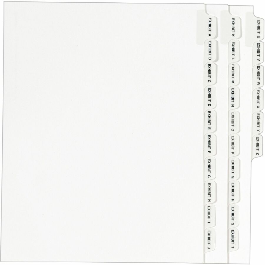 Avery®, Standard Collated Legal Exhibit Divider Sets - Avery Style - Printed Tab(s) - Character - A-Z - 26 Tab(s)/Set - 8.5" Divider Width x 11" Divider Length - Letter - White Paper Divider - 20% - Reinforced Tab, Rip Proof, Unpunched - 1 Set