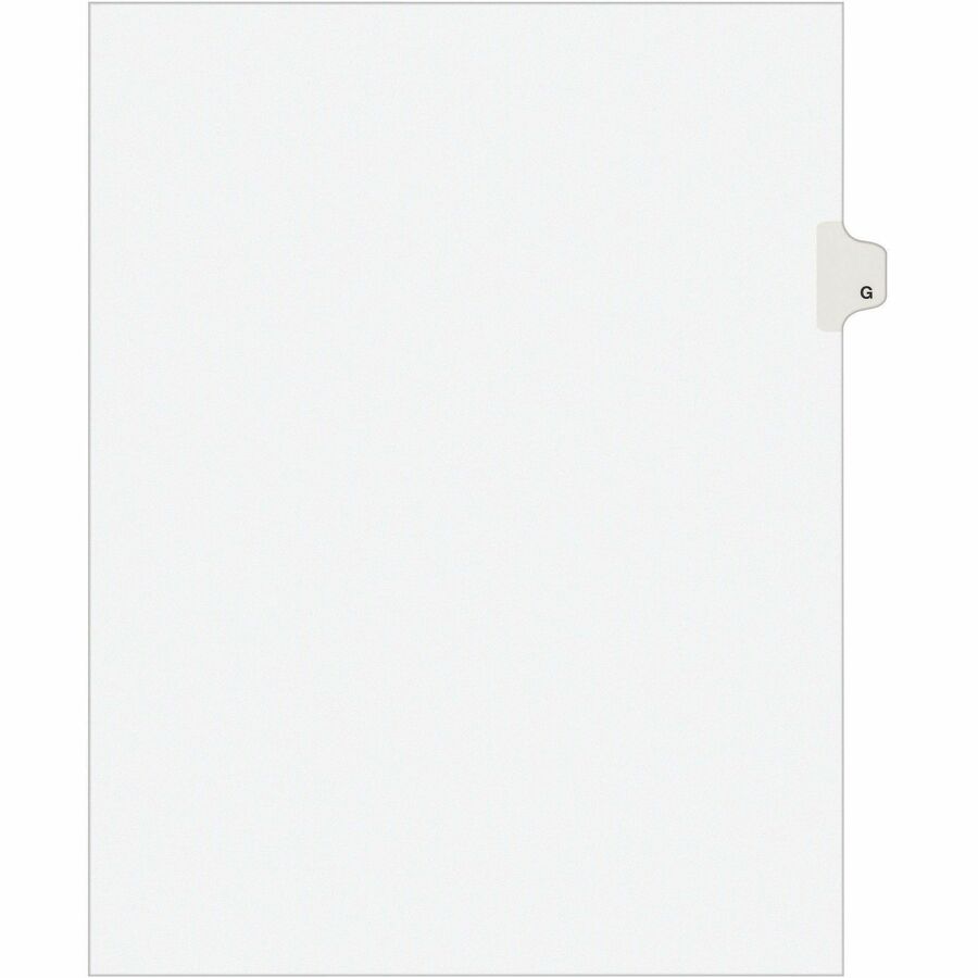 Avery®, Individual Legal Exhibit Dividers - Avery Style - 25 x Divider(s) - Printed Tab(s) - Character - G - 1 Tab(s)/Set - 8.5" Divider Width x 11" Divider Length - Letter - White Paper Divider - White Tab(s) - 20% - Reinforced Tab, Rip Proof, Unpu...