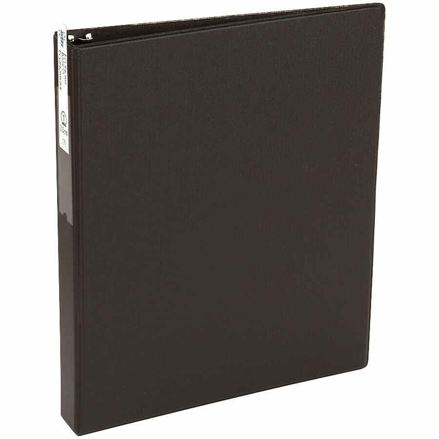 Avery®, Economy Binder - 1" Binder Capacity - Letter - 8 1/2" x 11" Sheet Size - 175 Sheet Capacity - 3 Ring - Fastener: Round Ring - Pocket: 2, Internal - Vinyl - Black - Recycled - Label Holder, Exposed Rivet, Non Locking Mechanism - 1 Each