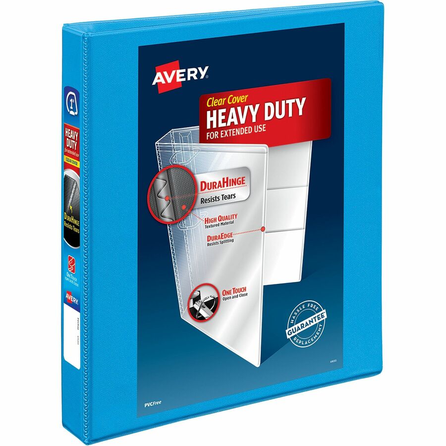 Avery®, Heavy-duty Nonstick View Binder - 1" Binder Capacity - Letter - 8 1/2" x 11" Sheet Size - 220 Sheet Capacity - 3 Ring - Fastener: Slant D-Ring - Pocket: 4, Internal - Poly - Light Blue - Recycled - Gap-free Ring, Non-stick, Stacked Pocket, H...