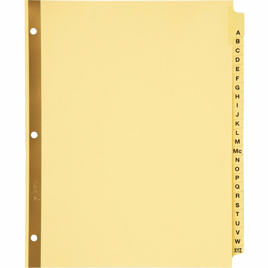 Avery®, Laminated Dividers - Gold Reinforced - 25 x Divider(s) - Printed Tab(s) - Character - A-Z - 25 Tab(s)/Set - 8.5" Divider Width x 11" Divider Length - Letter - 3 Hole Punched - Buff Paper Divider - Buff Tab(s) - 30% Recycled - Laminated Tab...