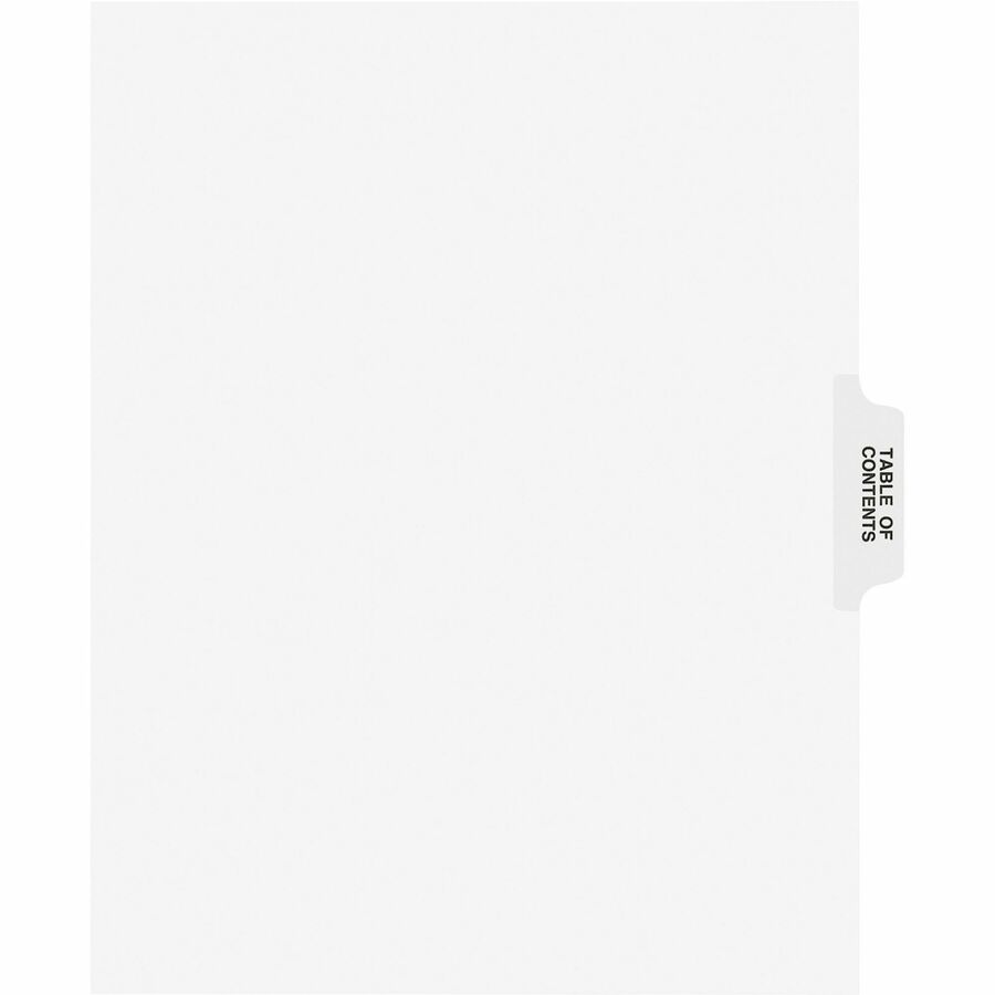Avery®, Individual Legal Exhibit Dividers - Avery Style - Unpunched - 25 x Divider(s) - 25 Printed Tab(s) - Message - Table of Contents - 25 Tab(s)/Set - 8.5" Divider Width x 11" Divider Length - Letter - White Paper Divider - Clear Tab(s) - 20% - R...