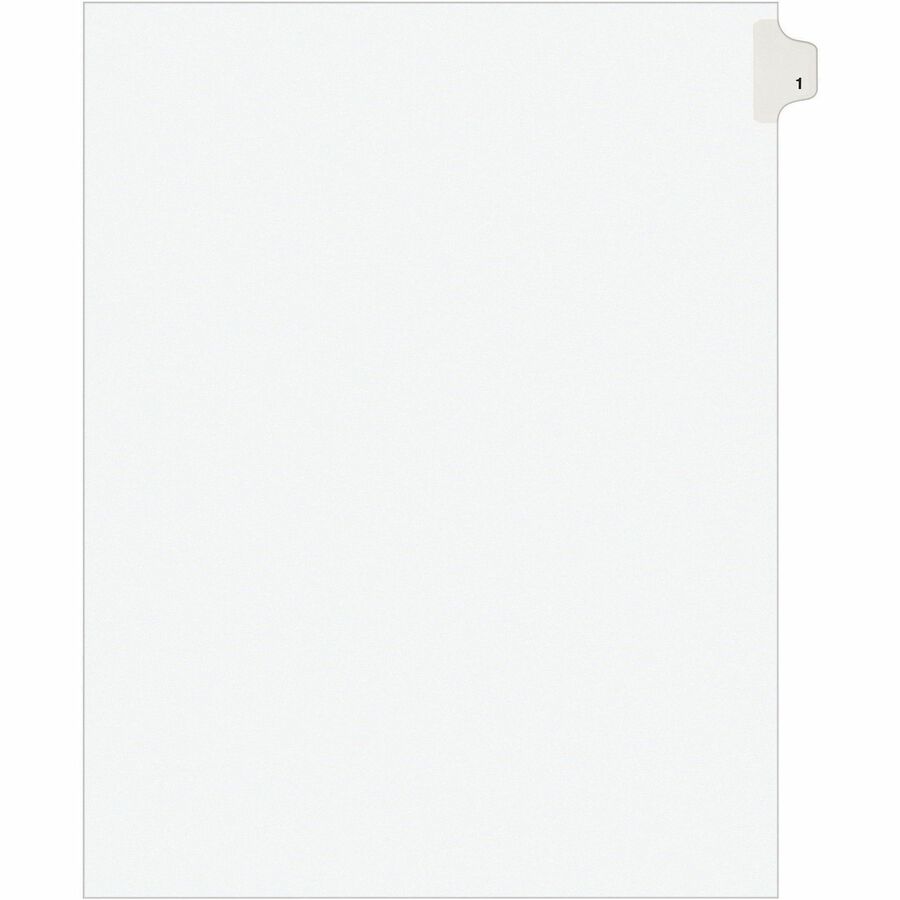 Avery®, Individual Legal Exhibit Dividers - Avery Style - Unpunched - 25 x Divider(s) - 25 Printed Tab(s) - Digit - 1 - 1 Tab(s)/Set - 8.5" Divider Width x 11" Divider Length - Letter - White Paper Divider - Clear Tab(s) - 20% - Reinforced Tab, Rip...