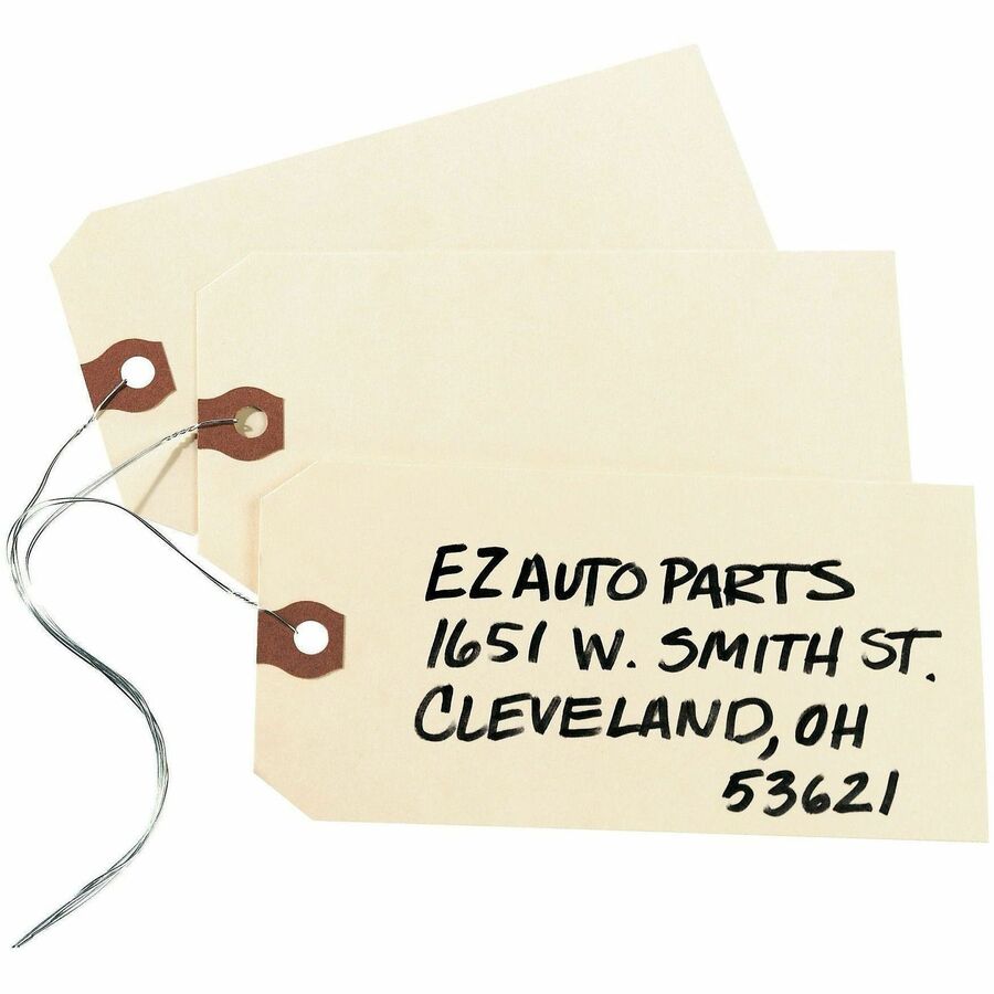 Avery®, Shipping Tags with Wire, 11.5 pt. Stock, 5-1/4"x2-5/8" , 1,000 Manila Hang Tags - #26 - 5.25" Length x 2.62" Width - Rectangular - Wire Fastener - Card Stock, Pulp - Manila - 1000 / Box