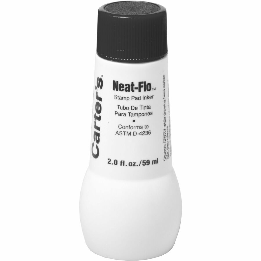 Carter's®, Neat-Flo Stamp Pad Ink Refill - Black Ink - 2 fl oz - Black - 1 Each