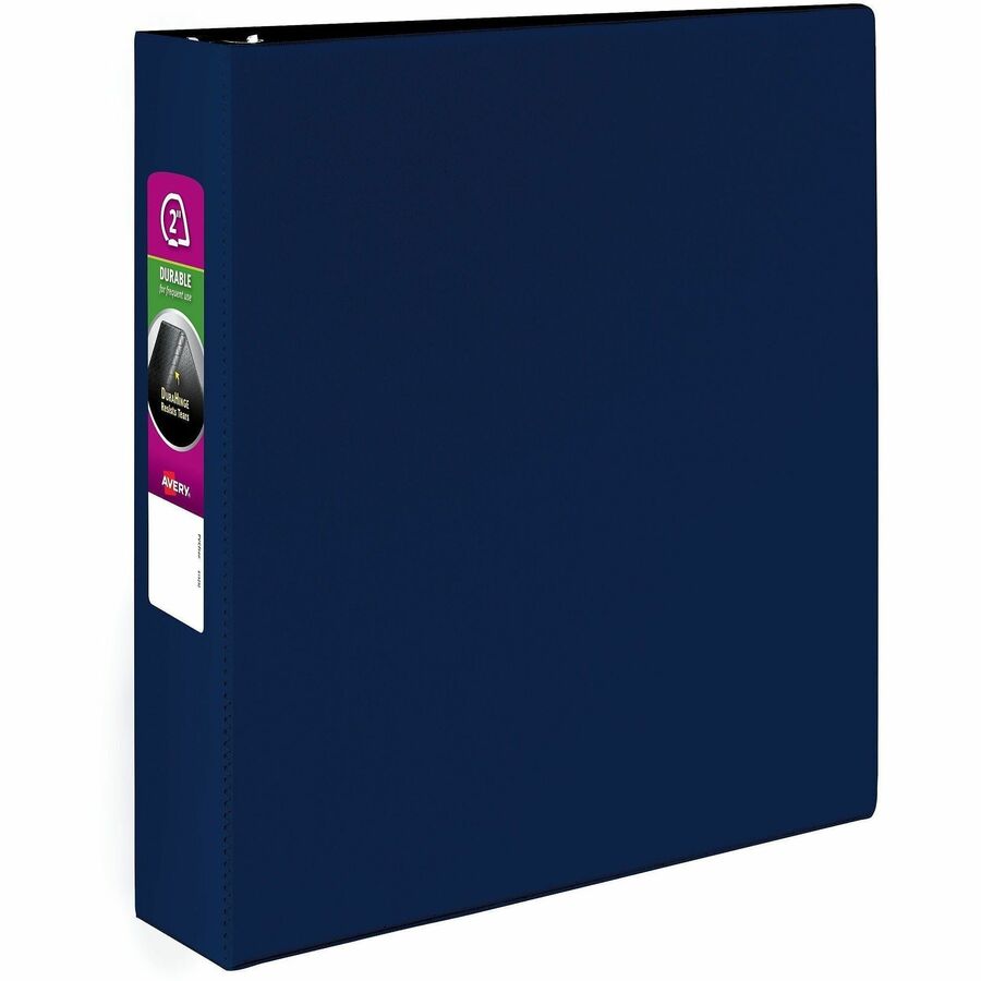 Avery®, Durable Binder - DuraHinge - 2" Binder Capacity - Letter - 8 1/2" x 11" Sheet Size - 500 Sheet Capacity - 3 Ring - Fastener: Slant D-Ring - Pocket: 2, Internal - Blue - Gap-free Ring, Stacked Pocket, Exposed Rivet, Durable - 1 Each