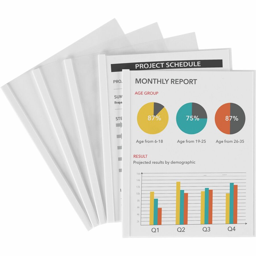 Avery®, Report Cover - 1/8" Folder Capacity - 20 Sheets Capacity - Poly - White, Clear - Non-stick - 50 / Box