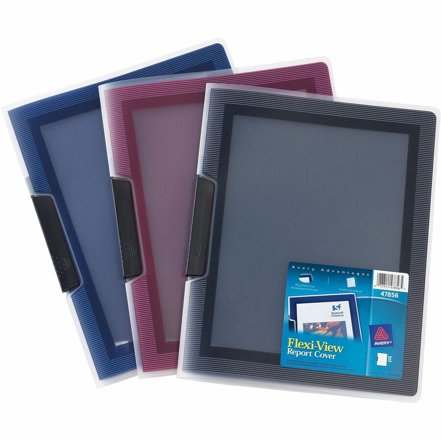 Avery®, Flexi-View Letter Report Cover - 8 1/2" x 11" - 25 Sheets Capacity - Polypropylene - Assorted - Preprinted, PVC-free, Spine - 0% Recycled - 24 / Box
