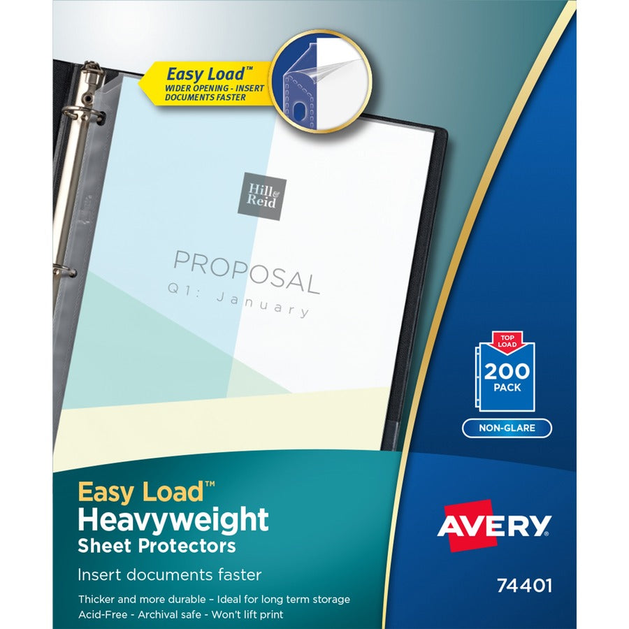 Avery®, Non-Glare Heavyweight Sheet Protectors - For Letter 8 1/2" x 11" Sheet - Clear - Polypropylene - 1 Box