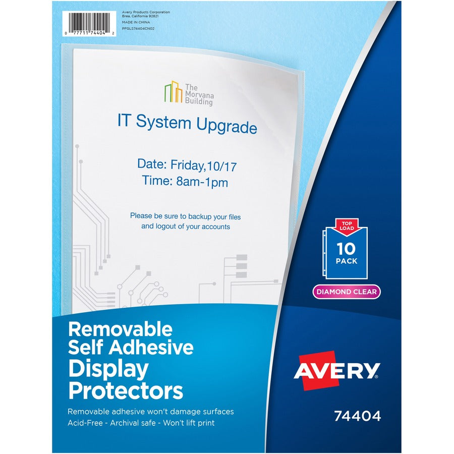 Avery®, Display Protectors - 20 x Sheet Capacity - For Letter 8 1/2" x 11" Sheet - Top Loading - Clear - Polypropylene - 1 Pack