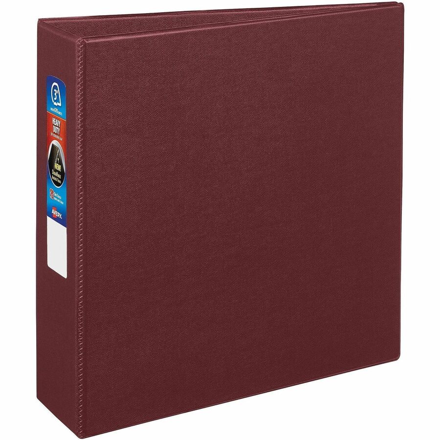 Avery®, Heavy-Duty Binders with One Touch EZD Rings - 3" Binder Capacity - Letter - 8 1/2" x 11" Sheet Size - 670 Sheet Capacity - 3 x 3" Ring - Fastener: Ring - Pocket: 4, Internal - Polypropylene - Maroon - Pocket, Heavy Duty, One Touch Ring, Long...