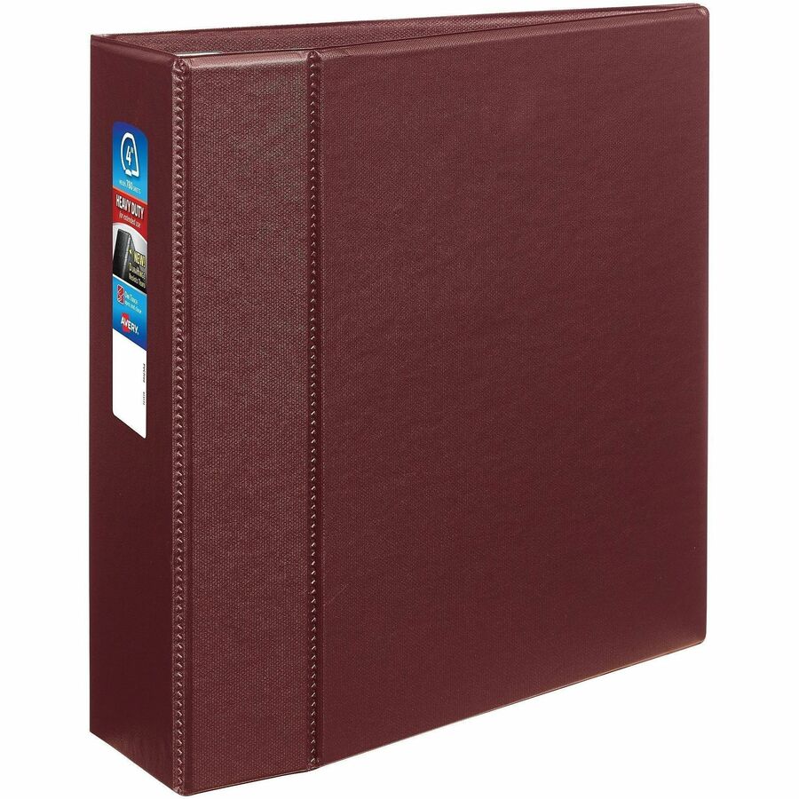 Avery®, Heavy-Duty Binders with One Touch EZD Rings - 4" Binder Capacity - Letter - 8 1/2" x 11" Sheet Size - 780 Sheet Capacity - 3 x 4" Ring - Fastener: Ring - Pocket: 4, Internal - Polypropylene - Maroon - Pocket, Heavy Duty, One Touch Ring, Long...