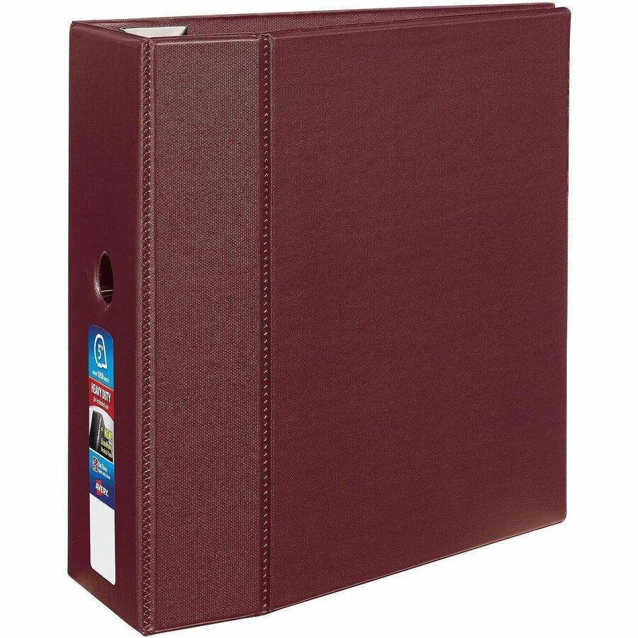 Avery®, Heavy-Duty Binders with Locking One Touch EZD Rings & Thumb Notch - 5" Binder Capacity - Letter - 8 1/2" x 11" Sheet Size - 1050 Sheet Capacity - 5" Ring - Fastener: Ring - Pocket: 4, Internal - Polypropylene - Maroon - Pocket, Heavy Duty, O...