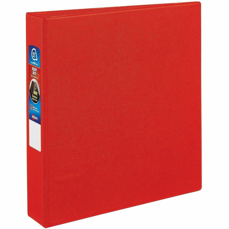 Avery®, Heavy-duty Binder - One-Touch Rings - DuraHinge - 1 1/2" Binder Capacity - Letter - 8 1/2" x 11" Sheet Size - 400 Sheet Capacity - 1.50" Ring - Fastener: Ring - Pocket: 4, Internal - Polypropylene - Red - Pocket, Heavy Duty, One Touch Ring...