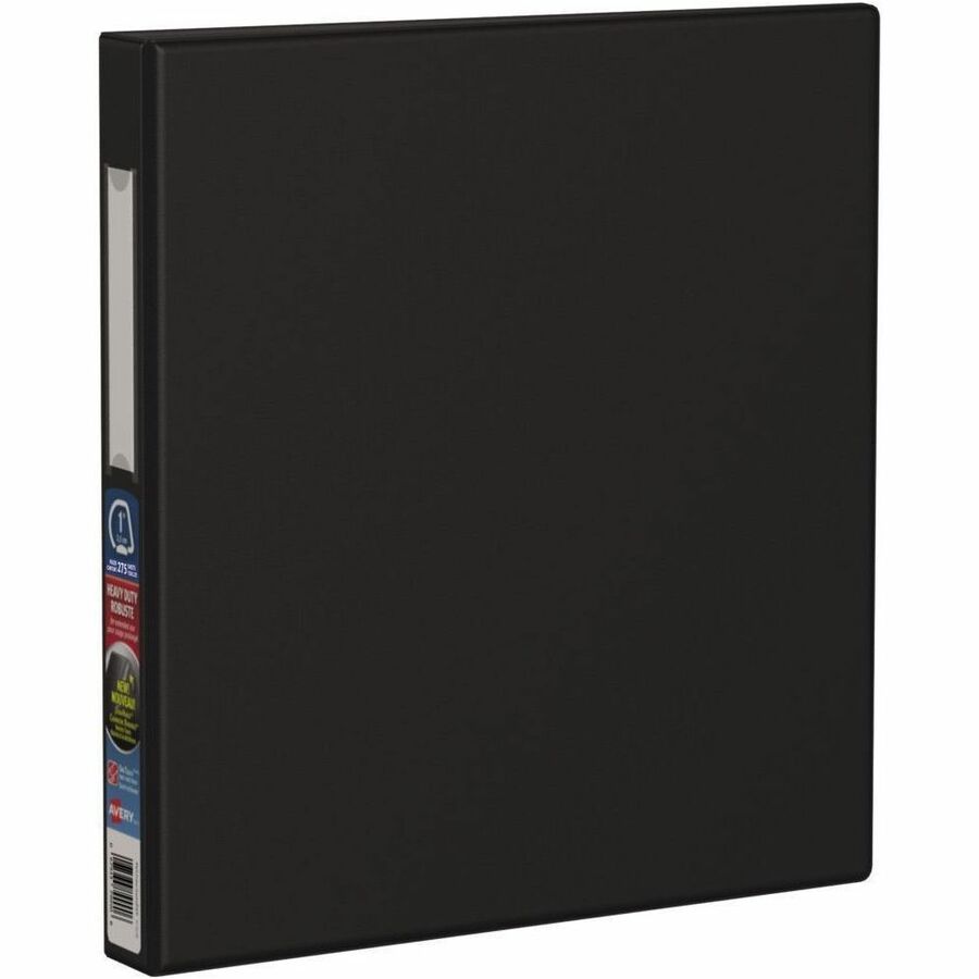 Avery Heavy Duty Binder - 1" Binder Capacity - Letter - 8 1/2" x 11" Sheet Size - 275 Sheet Capacity - 1" Ring - Fastener: D-Ring - Pocket: 4, Internal - Linen Pattern - Polypropylene - Black - Heavy Duty, Label Holder, Smooth, Long Lasting, Tear Resis...