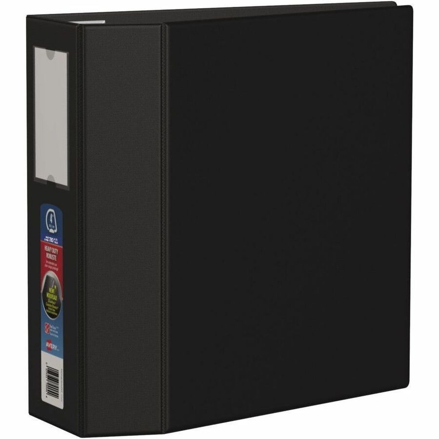 Avery Heavy Duty Binder - 4" Binder Capacity - Letter - 8 1/2" x 11" Sheet Size - 780 Sheet Capacity - 3 x 4" Ring - Fastener: D-Ring - Pocket: 4, Internal - Linen Pattern - Polypropylene - Black - Heavy Duty, Label Holder, Smooth, Long Lasting, Tear R...