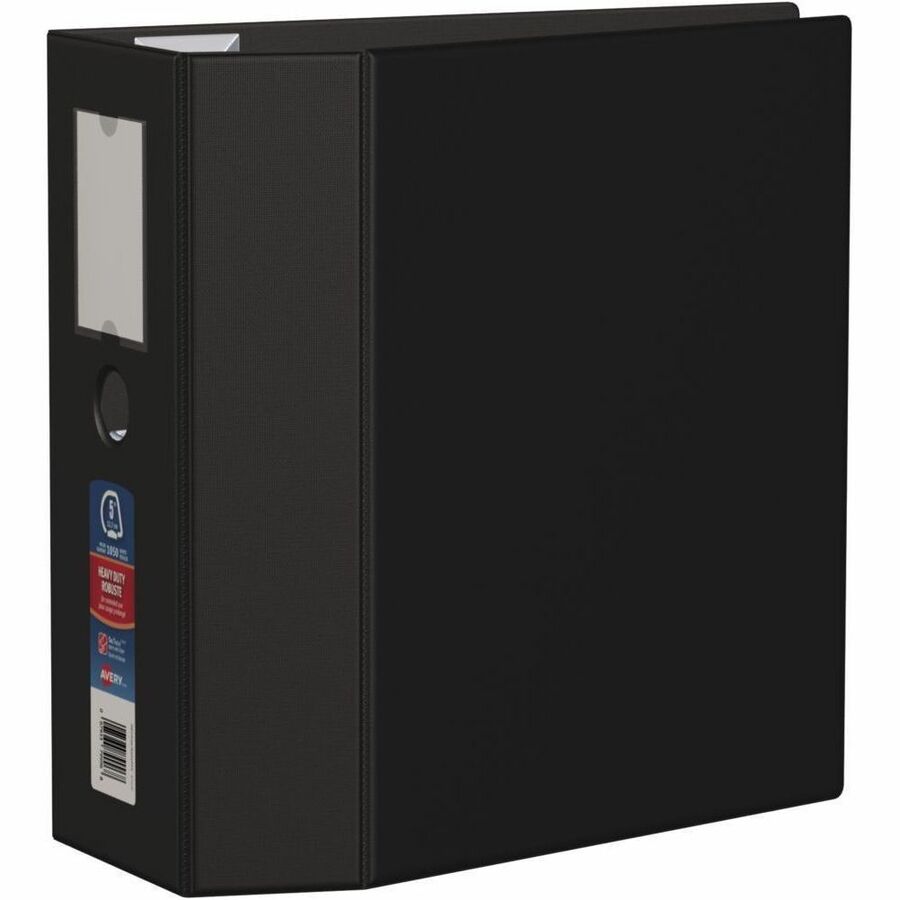 Avery Heavy Duty Binder - 5" Binder Capacity - Letter - 8 1/2" x 11" Sheet Size - 1050 Sheet Capacity - 3 x 5" Ring - Fastener: D-Ring - Pocket: 4, Internal - Linen Pattern - Polypropylene, Vinyl - Black - Heavy Duty, Label Holder, Smooth, Long Lasting...
