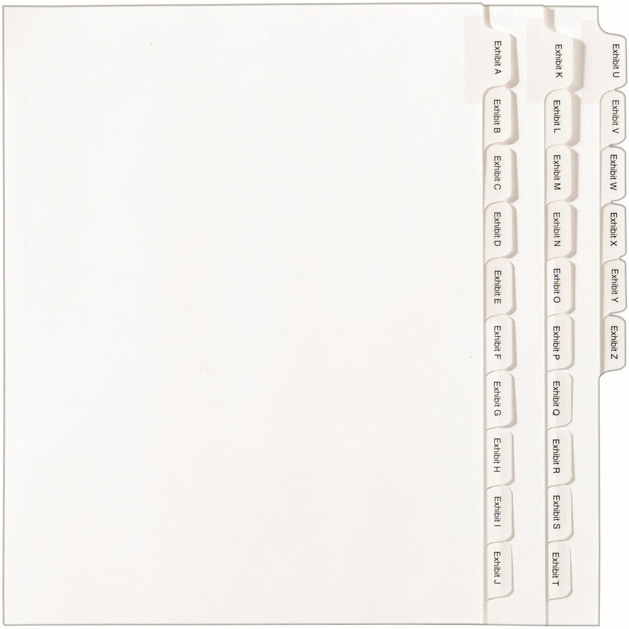 Avery®, Allstate Style EXHIBIT Tab Legal Dividers - 1 x Divider(s) - Side Tab(s) - EXHIBIT A-Z - 25 Tab(s)/Set - 8.5" Divider Width x 11" Divider Length - Letter - 8.50" Width x 11" Length - White Paper Divider - White Tab(s) - 20% - 1 Set