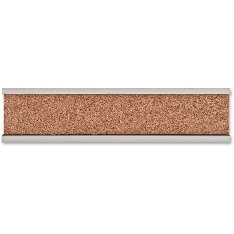 Advantus 2026 Display Rail - 1" Board Height x 96" Board Width - Wood, Natural Cork Surface - Long Lasting - Satin Aluminum Frame - 1 Each