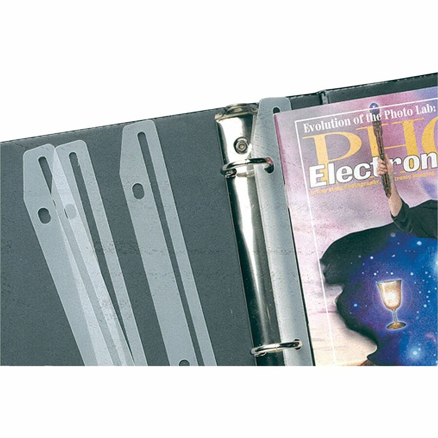 Baumgartens Magazine Organizer 12 Pack WHITE (JT-9000) - 11.6" Length - 3 x Holes - 3 x Rings - Ring Binder - White, Clear - Plastic - 12 / Pack