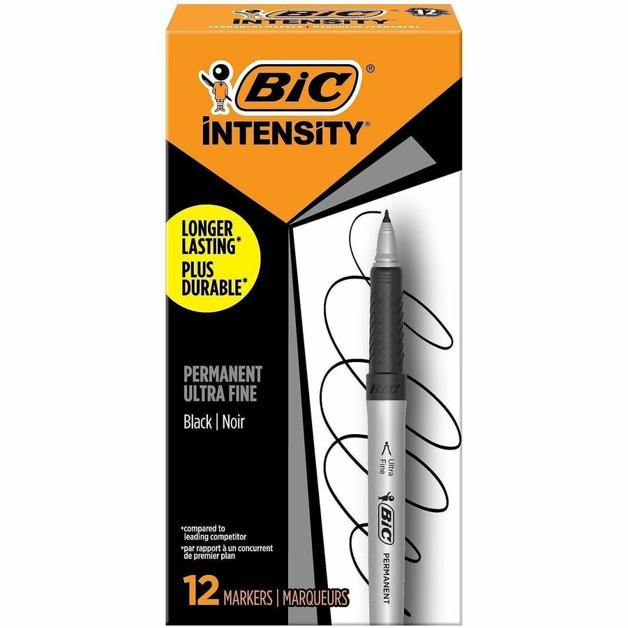 BIC Mark-it Ultra-Fine Point Permanent Marker - Black Ink - 12 / Dozen