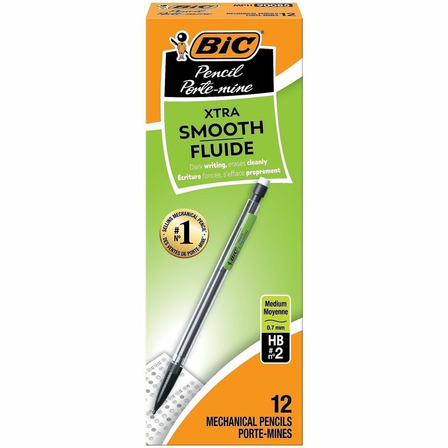 BIC Refillable Mechanical Pencils - 0.7 mm Lead - Refillable - Clear Barrel - 12 / Dozen