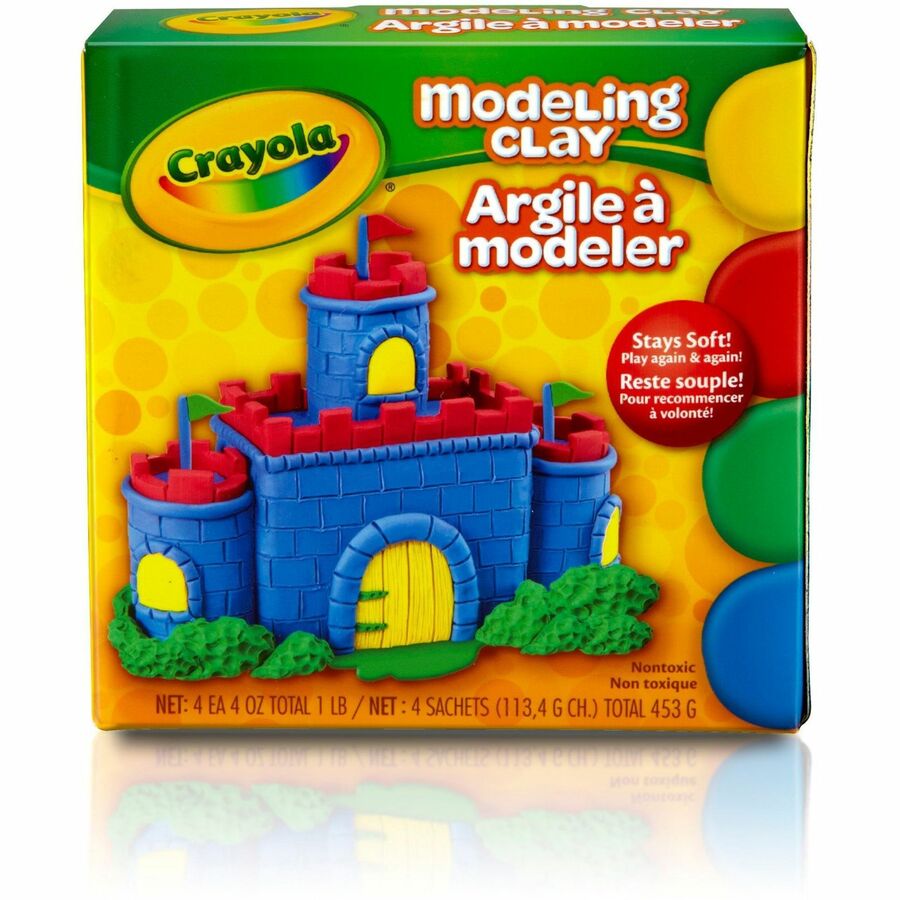 Crayola Non-Drying Modeling Clay - Clay Craft - Red, Blue, Yellow, Green - 1 Box