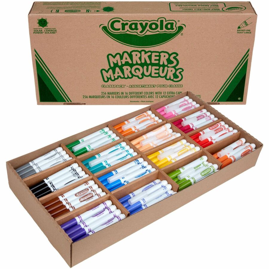Crayola 16-Color Marker Classpack - Assorted Ink - Water Based - 256 / Box