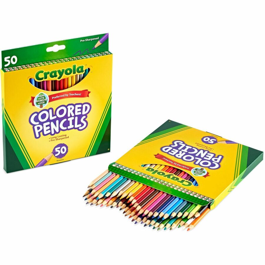 Crayola Presharpened Colored Pencils - 3.3 mm Assorted Lead - Wood Barrel - 50 / Set