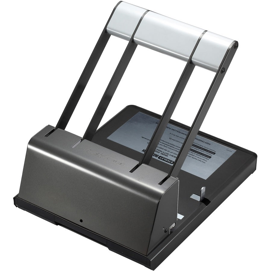 Bostitch Xtreme Antimicrobial Adjustable Hole Punch - 3 Punch Head(s) - 160 Sheet of 20lb Paper - 9/32" Punch Size - Round Shape - Steel, Metal - 15" Width x 6" Height - Black, Silver