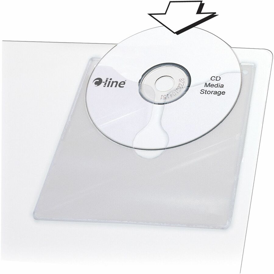 C-Line Self-Adhesive CD/DVD Poly Holders - 1 x CD/DVD Capacity - Clear - Polypropylene - 1 Pack