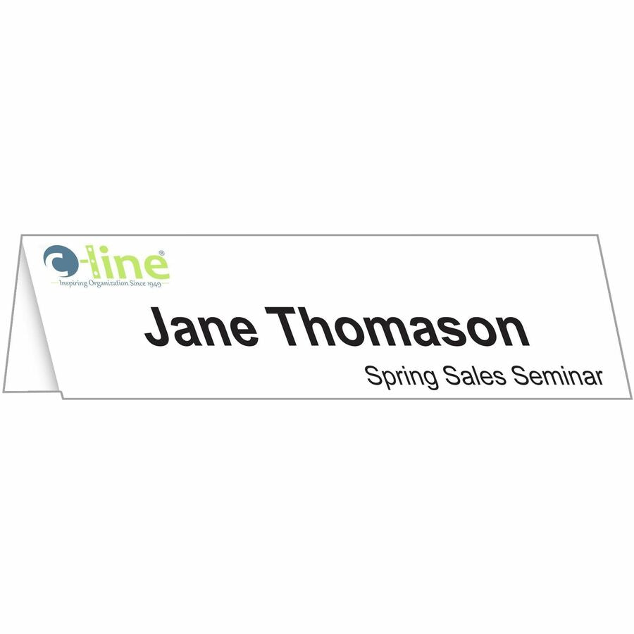 C-Line Inkjet/Laser Name Tents & Holders - Letter - 8 1/2" x 11" - Heavyweight, Reusable - White - 1 Box