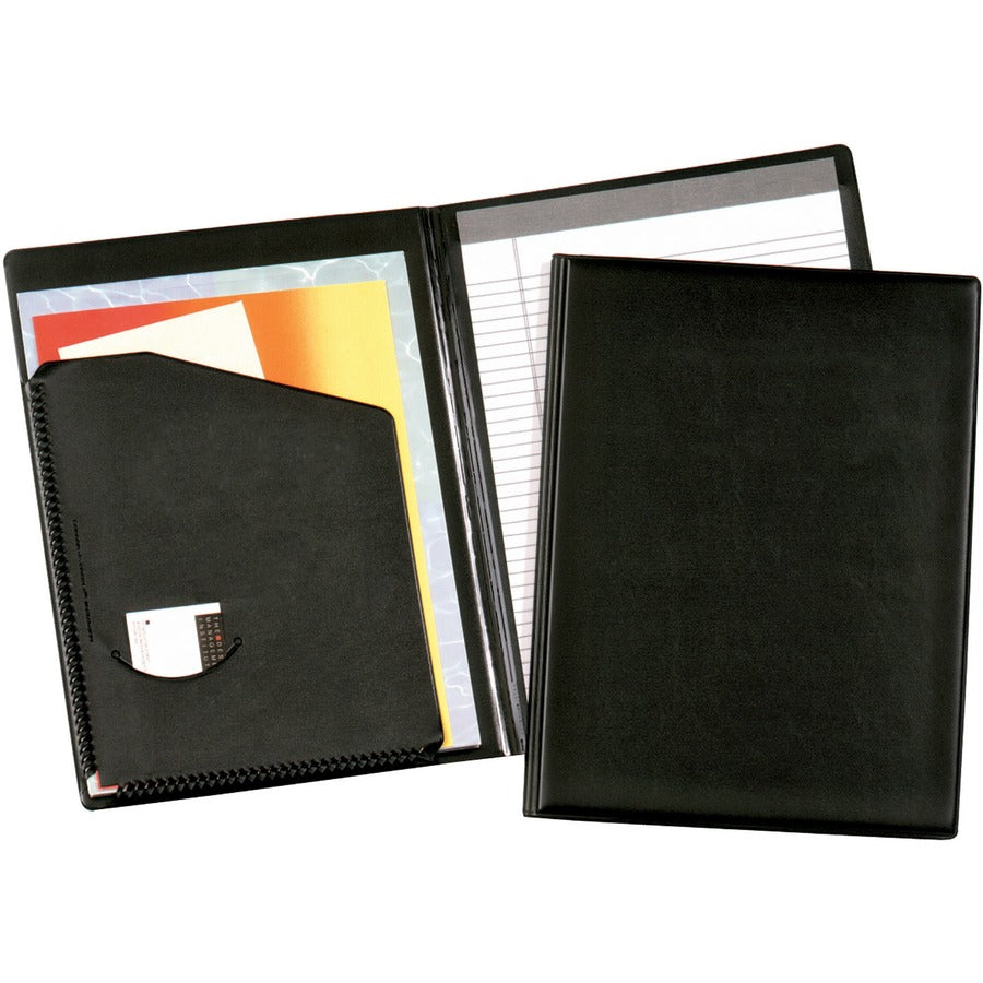 Cardinal®, 397 610 Letter Pad Folio - 9 1/2" x 12 1/2" - 100 Sheets Capacity - 1 Inside Front Pocket - Vinyl, Polyvinyl Chloride (PVC) - Black - Pad Holder - 1 Each