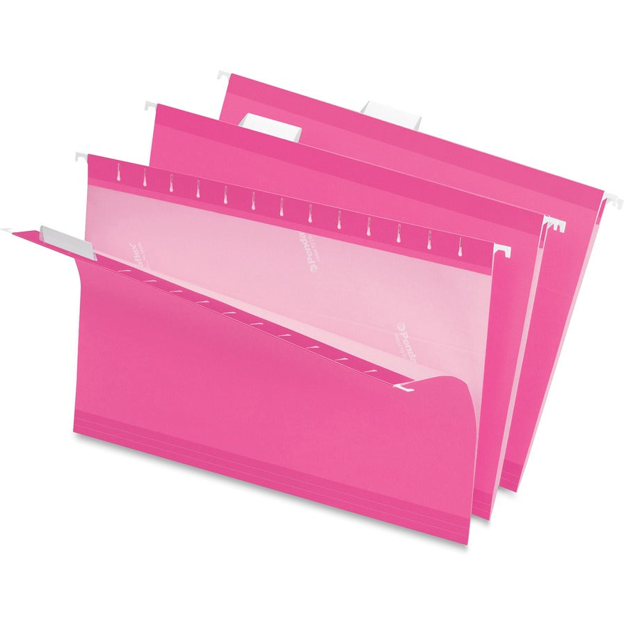 Pendaflex 1/5 Tab Cut Legal Hanging Folder - 8 1/2" x 14" - Pink - Reinforced - 10% Recycled - 25 / Box