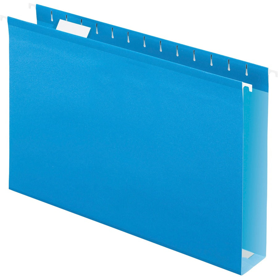 Pendaflex 1/5 Tab Cut Legal Hanging Folder - 8 1/2" x 14" - 2" Expansion - Pressboard, Poly - Blue - Water Resistant, Wear Resistant, Tear Proof, Infopocket - 10% Recycled - 25 / Box