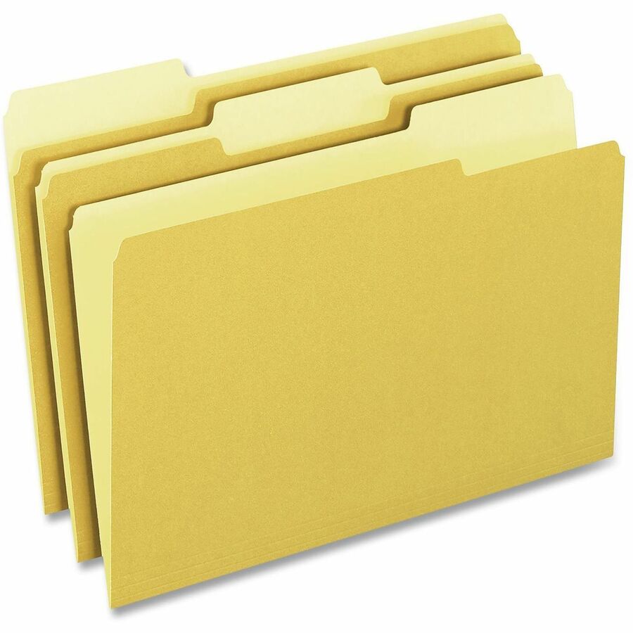 Pendaflex 1/3 Tab Cut Letter Top Tab File Folder - 8 1/2" x 11" - Yellow - 100 / Box