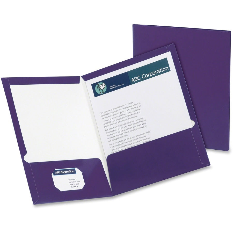 Oxford Letter Pocket Folder - 8 1/2" x 11" - 150 Sheets Capacity - 2 Pocket - Purple - Die-cut - 25 / Box