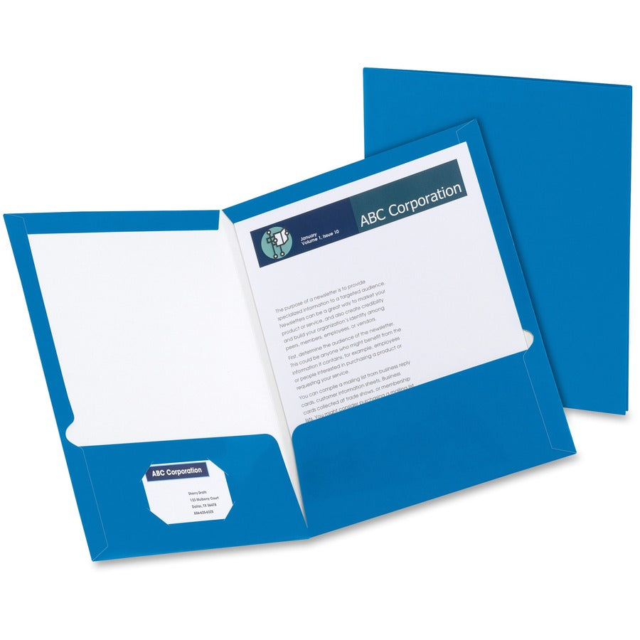 Oxford Letter Pocket Folder - 8 1/2" x 11" - 2 Pocket - Blue - 25 / Box