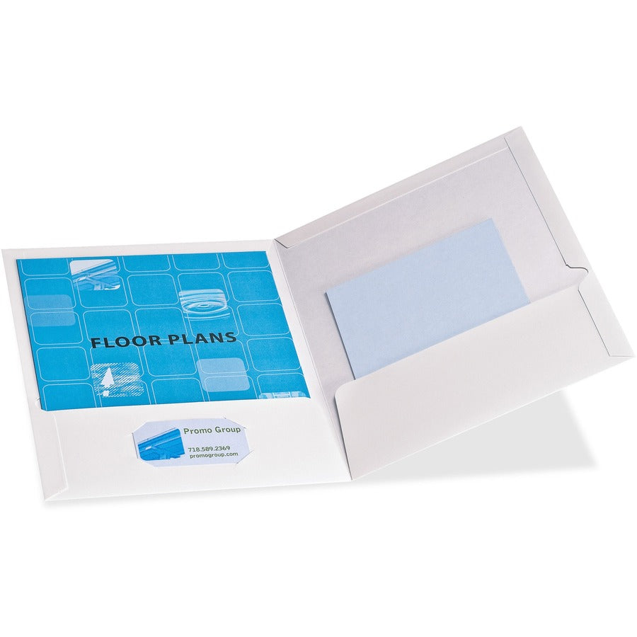 Oxford Showfolio Letter Pocket Folder - 8 1/2" x 11" - 100 Sheets Capacity - 2 Internal Pocket - White - Laminated, High Gloss, Soil Resistant, Moisture Resistant, Die-cut, Twin Pocket - 25 / Box