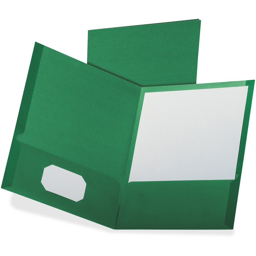 Oxford Letter Pocket Folder - 8 1/2" x 11" - 100 Sheets Capacity - 2 Pocket - Dark Green - 35% Recycled - 25 / Box