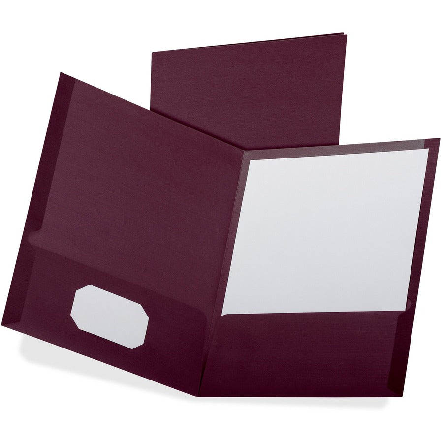 Oxford Letter Pocket Folder - 8 1/2" x 11" - 100 Sheets Capacity - 2 Pocket - Burgundy - 35% Recycled - 25 / Box