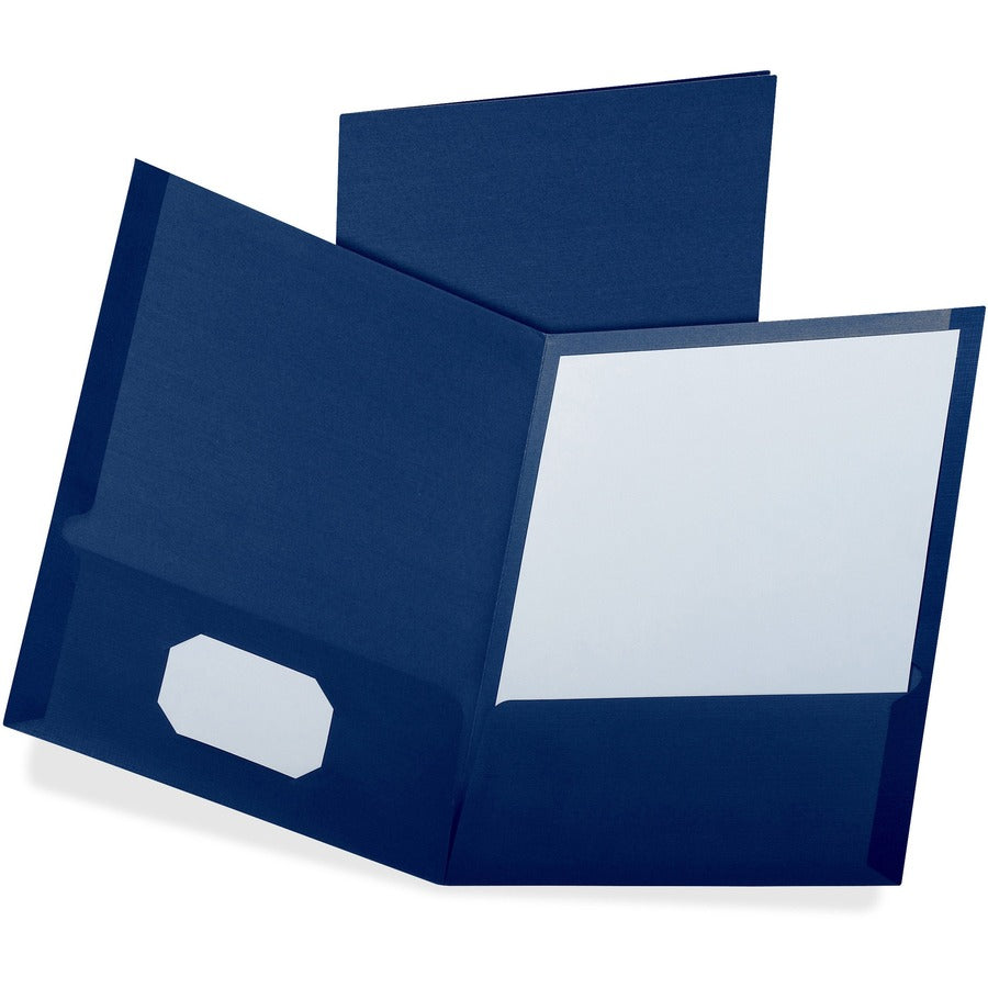 Oxford Letter Pocket Folder - 8 1/2" x 11" - 100 Sheets Capacity - 2 Pocket - Navy Blue - Twin Pocket - 35% Recycled - 25 / Box