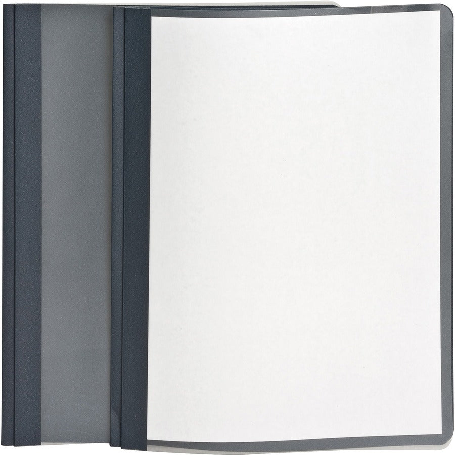 Oxford Letter Report Cover - 8 1/2" x 11" - 100 Sheets Capacity - 3 x Tang Fastener - 1/2" for Folder - Leatherette - Dark Blue, Clear - 10% Recycled - 25 / Box